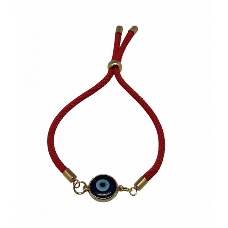 PULSERA ROJA ACERO OJO TURCO
