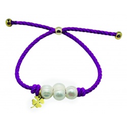 PULSERA MALVA PERLAS CULTIVADAS TRÉBOL
