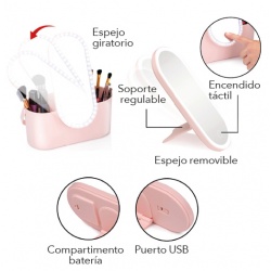 ESTUCHE DE BELLEZA CON ESPEJO Y LUZ LED
