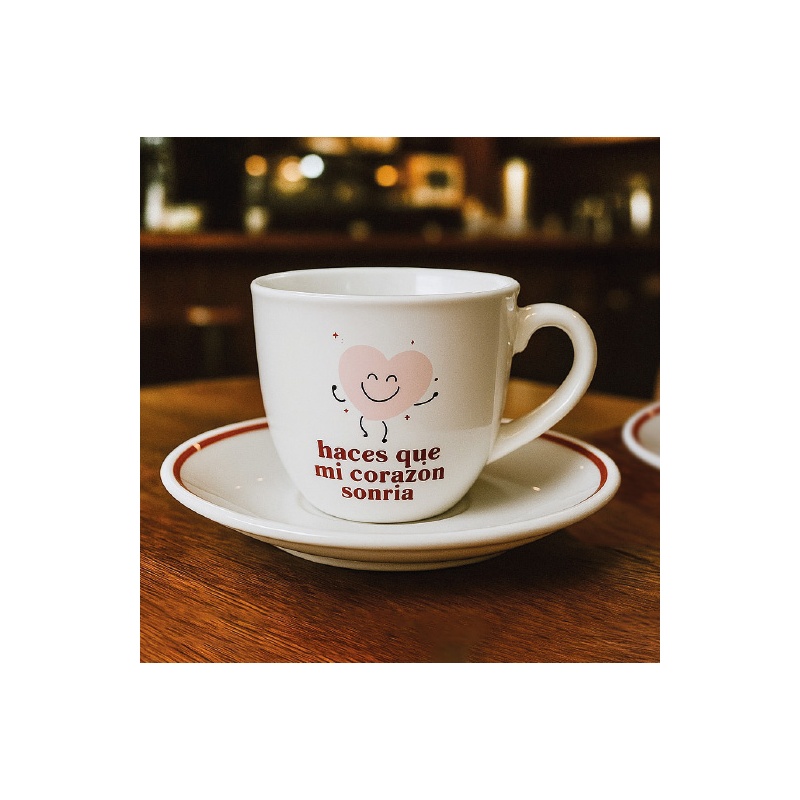 SET DE CAFÉ 2 TAZAS Y PLATOS CORAZÓN AMOR
