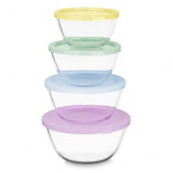 SET DE 4 FIAMBRERAS REDONDAS DE CRISTAL CON TAPA
