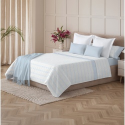JUEGO DE SÁBANAS VOGA AZUL CAMA 150 CM.

