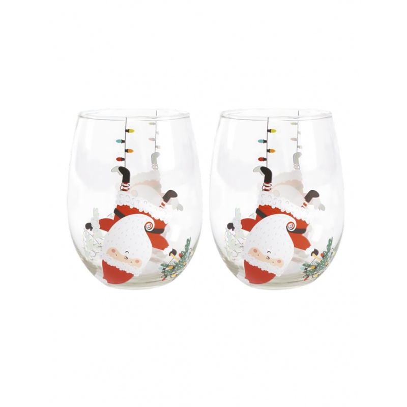 JUEGO DE 2 VASOS CRISTAL PAPA NOEL
