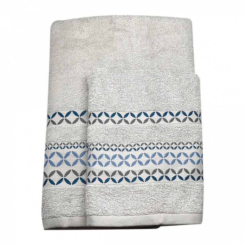 JUEGO DE TOALLA LAVABO Y DUCHA GRIS 
