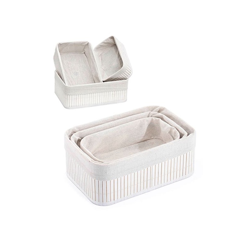SET 3 CESTAS ORDENACION BAMBU BLANCO
