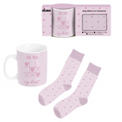 SET TAZA CERÁMICA Y CALCETINES LOVE
