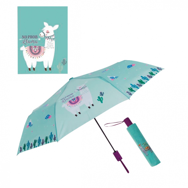 PARAGUAS PLEGABLE AUTOMÁTICO LLAMA VERDE
