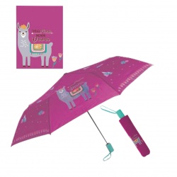 PARAGUAS PLEGABLE AUTOMÁTICO LLAMA ROSA
