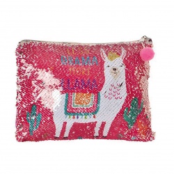 CARTERA NECESER LENTEJUELAS LLAMA ROJO
