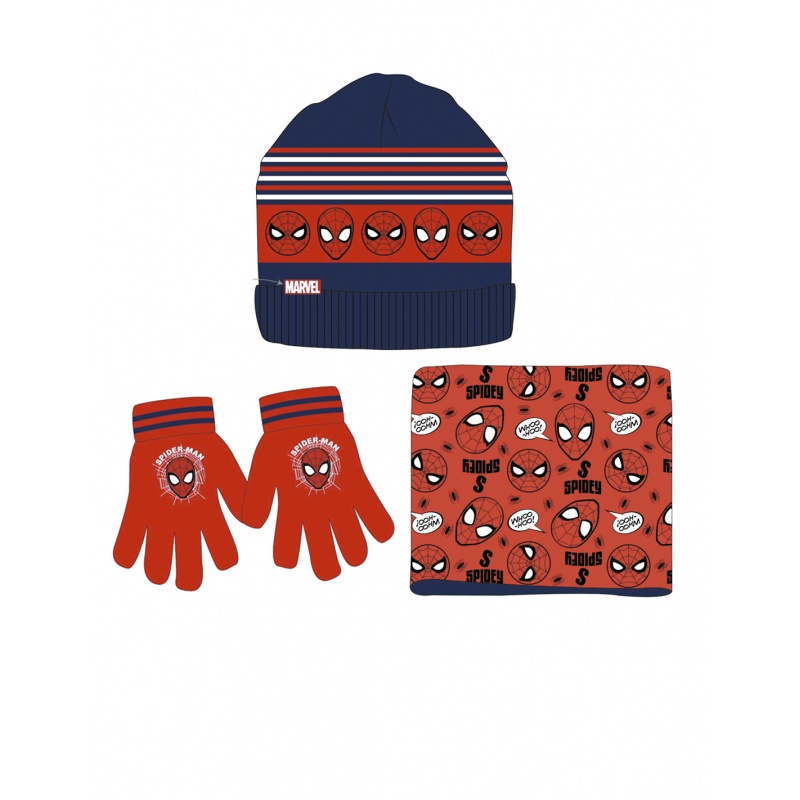 SET DE GORRO, BRAGA DE CUELLO Y GUANTES SPIDERMAN
