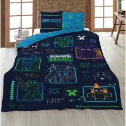 FUNDA NÓRDICA Y FUNDA DE COJÍN MINECRAFT CAMA DE 90 CM.
