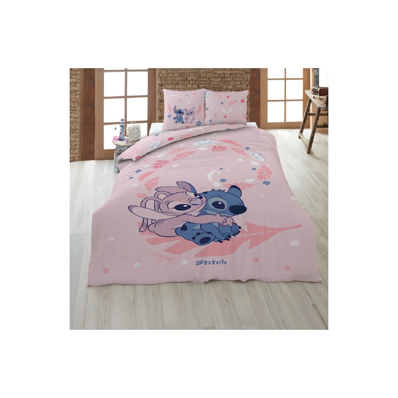 FUNDA NÓRDICA Y FUNDA DE COJÍN LILO + STITCH CAMA DE 90 CM.
