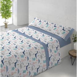 JUEGO DE SÁBANAS DINOSAURIOS CAMA 90 CM.
