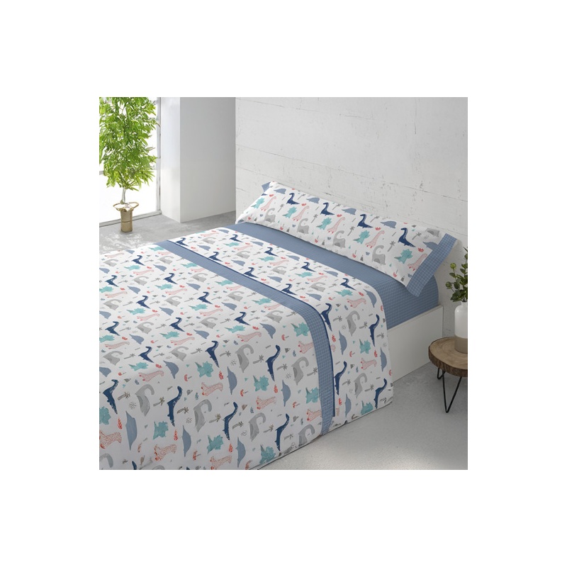 JUEGO DE SÁBANAS DINOSAURIOS CAMA 90 CM.
