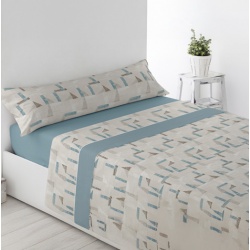 JUEGO DE SÁBANAS PIRINEO SAMA AZUL CAMA 150 CM.
