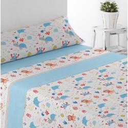 JUEGO DE SÁBANAS PIRINEO OCÉANO CAMA 90 CM.
