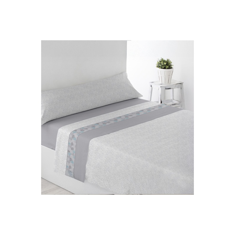 JUEGO DE SÁBANAS PIRINEO CUBEL GRIS CAMA 90 CM.
