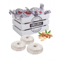 CAJÓN DE MADERA CON ROSCOS DE VINO DULCE Y ALMENDRAS 
