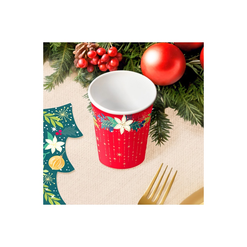 SET DE 6 VASOS ROJO ADORNOS
