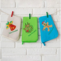 SET DE 3 PAÑOS BORDADOS NAVIDAD
