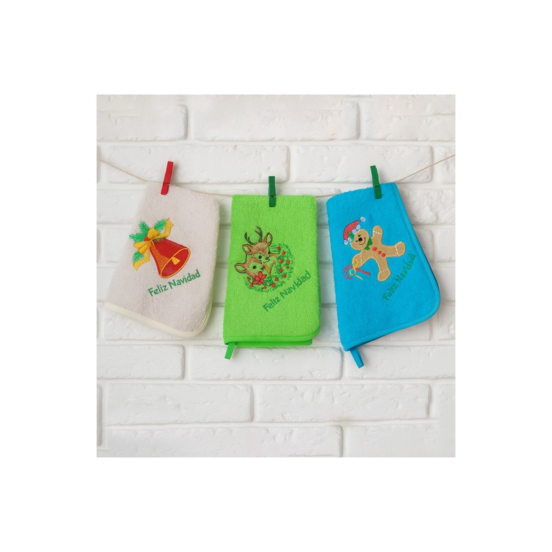 SET DE 3 PAÑOS BORDADOS NAVIDAD
