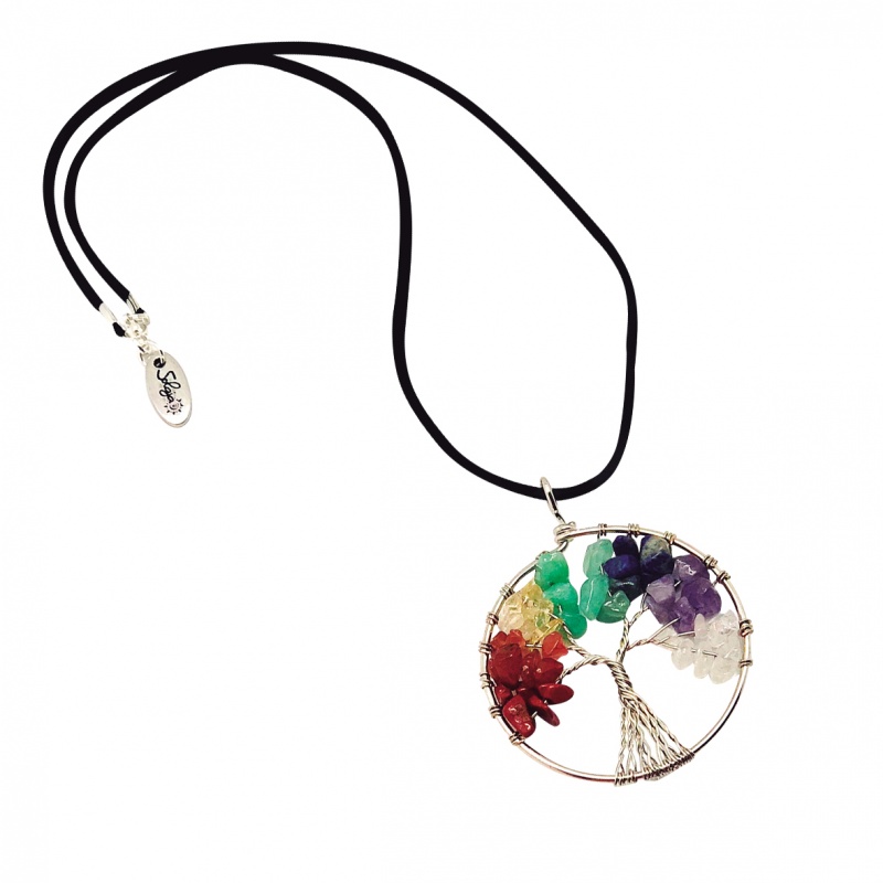 COLGANTE ÁRBOL DE LA VIDA CHAKRAS PIEDRAS NATURALES
