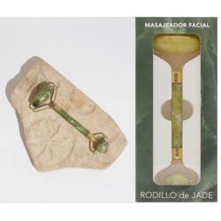 MASAJEADOR FACIAL PIEDRA JADE 2 RODILLOS
