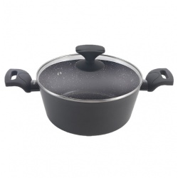 OLLA  ALTA ALUMINIO FORJADO CON TAPA NATIVA 24 CM.
