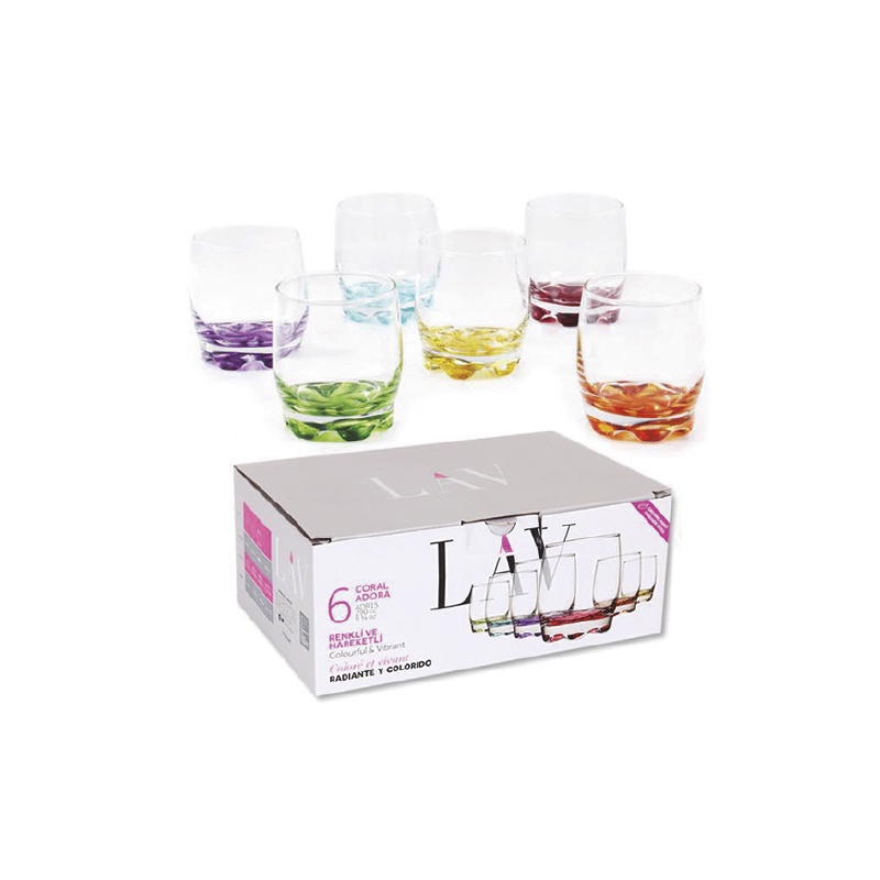 SET DE 6 VASOS FONDO COLOR
