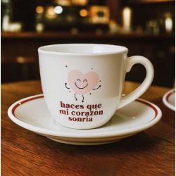 SET DE CAFÉ 2 TAZAS Y PLATOS CORAZÓN AMOR
