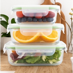 SET DE 3 FIAMBRERAS RECTANGULARES HERMÉTICAS DE CRISTAL
