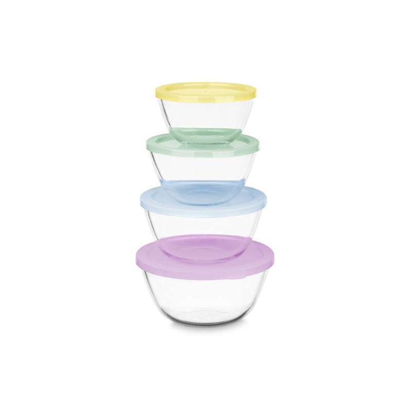 SET DE 4 FIAMBRERAS REDONDAS DE CRISTAL CON TAPA
