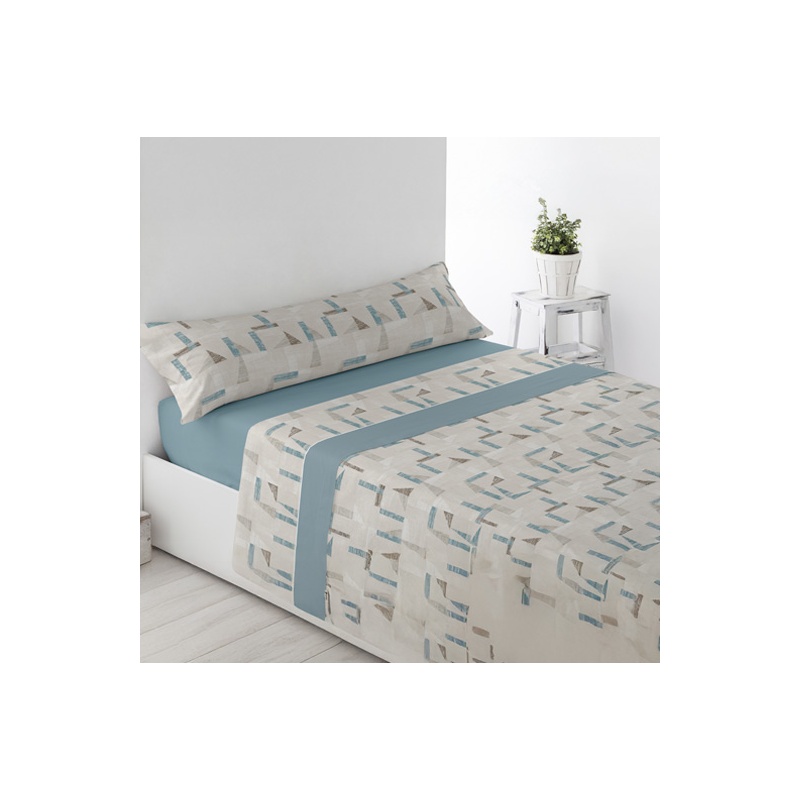 JUEGO DE SÁBANAS PIRINEO SAMA AZUL CAMA 90 CM.
