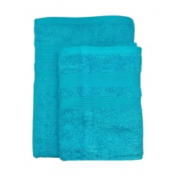 JUEGO DE TOALLA LAVABO Y DUCHA TURQUESA 
