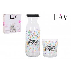 SET DE JARRA CON TAPA Y 6 VASOS STAY POSITIVE
