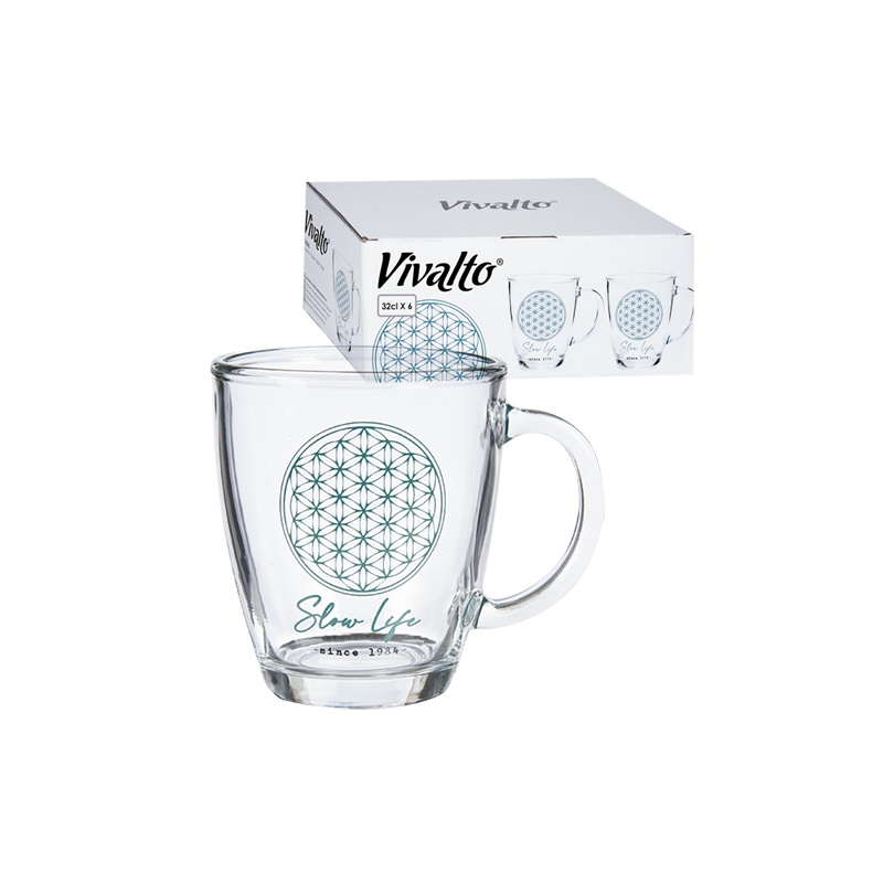 SET DE 6 JARRAS MUG VIDRIO SLOW LIFE
