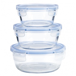 SET DE 3 FIAMBRERAS REDONDAS HERMÉTICAS DE CRISTAL
