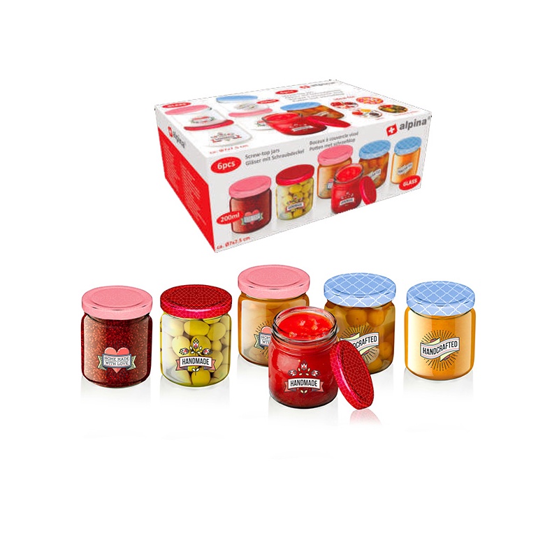 SET DE 6 TARROS CON TAPA 
