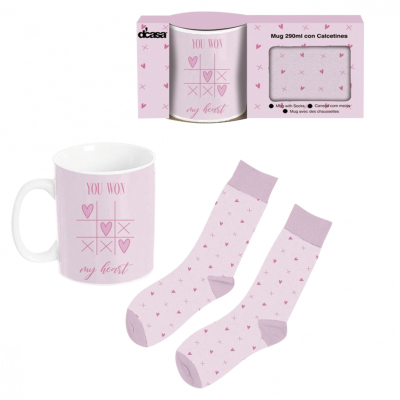 SET TAZA CERÁMICA Y CALCETINES LOVE
