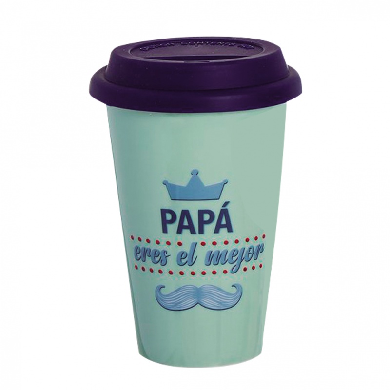 MUG CERÁMICA TAPA SILICONA PAPÁ VERDE  
