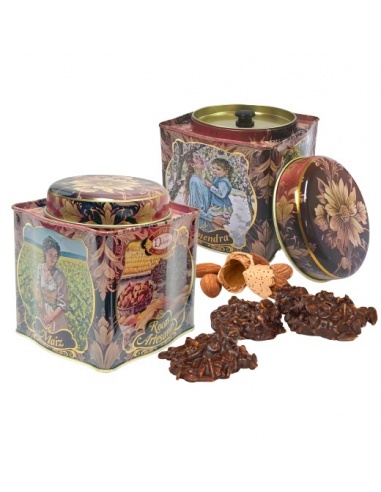 LATA VINTAGE CON ROCAS DE ALMENDRA Y CHOCOLATE
