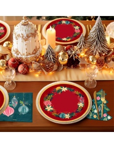 SET DE 6 PLATOS ROJO ADORNOS
