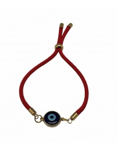 PULSERA ROJA ACERO OJO TURCO
