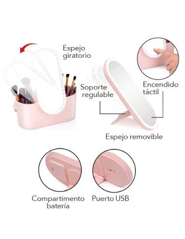ESTUCHE DE BELLEZA CON ESPEJO Y LUZ LED
