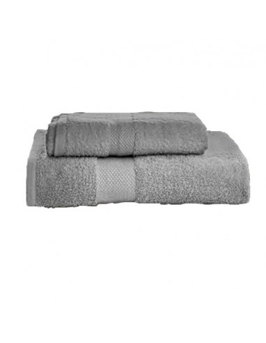 SET DE DOS TOALLAS LAVABO Y DUCHA GRIS PERLA
