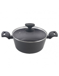 OLLA  ALTA ALUMINIO FORJADO CON TAPA NATIVA 24 CM.
