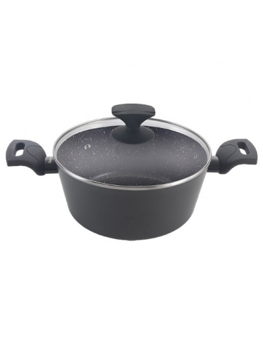 OLLA  ALTA ALUMINIO FORJADO CON TAPA NATIVA 24 CM.
