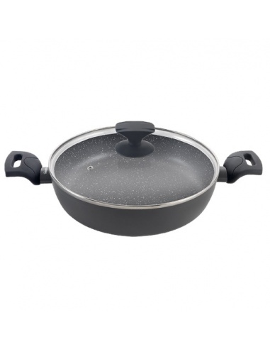 CACEROLA BAJA ALUMINIO FORJADO CON TAPA NATIVA 28 CM.
