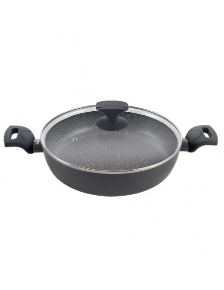 CACEROLA BAJA ALUMINIO FORJADO CON TAPA NATIVA 28 CM.
