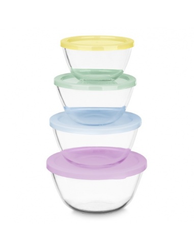 SET DE 4 FIAMBRERAS REDONDAS DE CRISTAL CON TAPA
